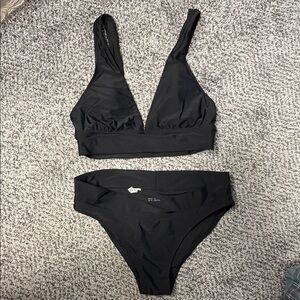 aerie Black V-Neck Two-Piece Bikini